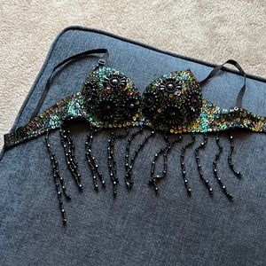Gypsy Mermaid Beaded irredentist black bra costume